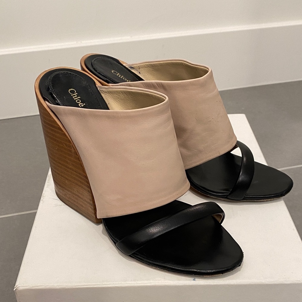 Chloe Block Heel Wedge Sandal - Size 38 / 8